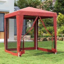 vidaXL piros HDPE rendezvénysátor 4 hálós oldalfallal 2 x 2 m kerti bútor