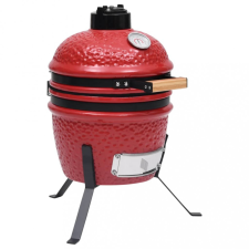 vidaXL piros kerámia 2 az 1-ben Kamado grillsütő füstölővel 56 cm grillsütő