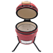 vidaXL piros kerámia 2 az 1-ben Kamado grillsütő füstölővel 56 cm (316095) grillsütő