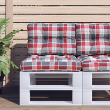 vidaXL Piros kockás szövet raklappárna 50 x 40 x 12 cm lakástextília