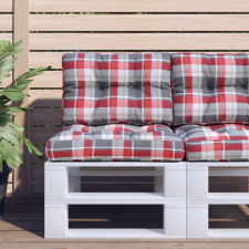 vidaXL piros kockás szövet raklappárna 60 x 40 x 12 cm lakástextília
