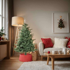 vidaXL piros műanyag karácsonyfatalp-takaró Ø56x23 cm műfenyő