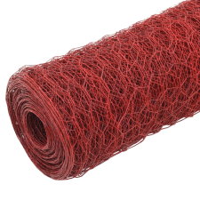 vidaXL piros PVC-bevonatú acél csirkeháló drótkerítés 25 x 0,5 m (143299) kerti bútor