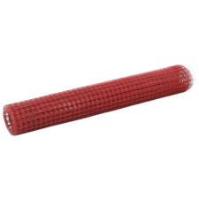 vidaXL piros PVC-bevonatú acél kockás drótháló 10 x 1 m kerti dekoráció