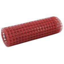 vidaXL piros PVC-bevonatú acél kockás drótháló 25 x 0,5 m kerti dekoráció