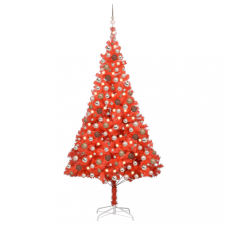 vidaXL piros PVC megvilágított műkarácsonyfa gömb szettel 240 cm műfenyő