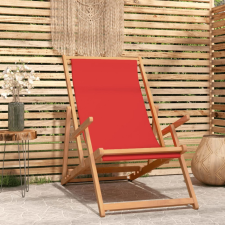 vidaXL piros tömör tíkfa összecsukható strandszék kerti bútor