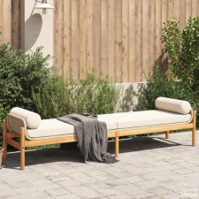 vidaXL Polyrattan akácfa kerti pad bézs párnával kerti bútor