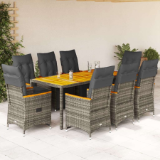 vidaXL Polyrattan Kerti Bútor - 9 részes Bisztrókészlet - Szürke kerti bútor