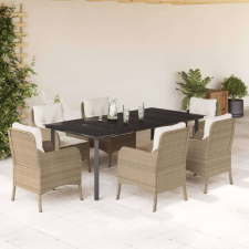 vidaXL Polyrattan Kerti Étkezőgarnitúra - 7 részes - Bézs kerti bútor