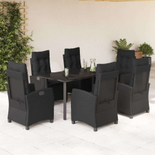 vidaXL Polyrattan Kerti Étkezőgarnitúra - 7 részes - Fekete kerti bútor
