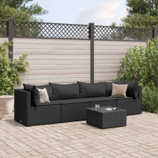 vidaXL Polyrattan Kerti Ülőgarnitúra - 5 részes - Fekete kerti bútor