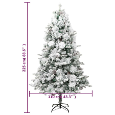 vidaXL PVC és PE megvilágított karácsonyfa hóval/fenyőtobozzal 225 cm műfenyő