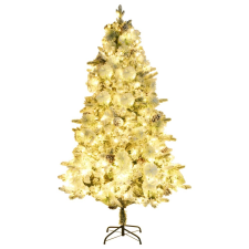 vidaXL PVC/PE karácsonyfa pelyhes hóval, LED-ekkel, tobozokkal 225 cm (3094562) - Műfenyő műfenyő