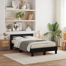 vidaXL Rácsos Ágykeret Fekete tölgy Mérnökileg kidolgozott fa 120 x 190 cm ágy és ágykellék