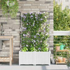 vidaXL rácsos kert cserép 2 db Fehér 80x40x143 cm kerti tárolás