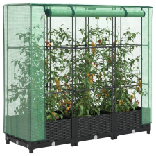 vidaXL rattan megjelenésű magaságyás melegháztakaróval 120x40x123 cm kerti tárolás