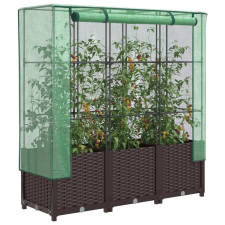 vidaXL rattan megjelenésű magaságyás melegháztakaróval 120x40x138 cm kerti tárolás