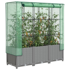 vidaXL rattan megjelenésű magaságyás melegháztakaróval 120x40x138 cm kerti tárolás