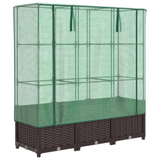vidaXL rattan megjelenésű magaságyás melegháztakaróval 120x40x138 cm (4015801) kerti tárolás