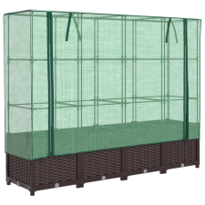 vidaXL rattan megjelenésű magaságyás melegháztakaróval 160x40x138 cm (4015802) kerti tárolás