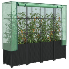 vidaXL rattan megjelenésű magaságyás melegháztakaróval 160x40x153 cm kerti tárolás