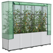 vidaXL rattan megjelenésű magaságyás melegháztakaróval 160x40x153 cm kerti tárolás