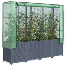 vidaXL rattan megjelenésű magaságyás melegháztakaróval 160x40x153 cm kerti tárolás