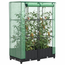 vidaXL rattan megjelenésű magaságyás melegháztakaróval 80x40x123 cm kerti tárolás