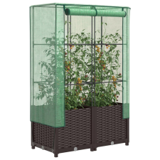vidaXL rattan megjelenésű magaságyás melegháztakaróval 80x40x138 cm kerti tárolás