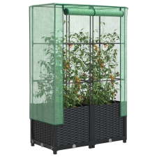 vidaXL rattan megjelenésű magaságyás melegháztakaróval 80x40x138 cm kerti tárolás