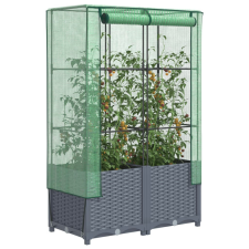 vidaXL rattan megjelenésű magaságyás melegháztakaróval 80x40x138 cm kerti tárolás