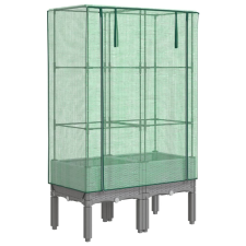vidaXL rattan megjelenésű magaságyás melegháztakaróval 80x40x140 cm (4015861) kerti tárolás