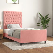 vidaXL rózsaszín bársony ágykeret fejtámlával 90x200 cm ágy és ágykellék