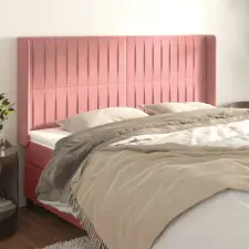 vidaXL rózsaszín bársony fejtámla szárnyakkal 183x16x118/128 cm ágy és ágykellék