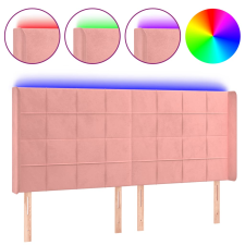 vidaXL rózsaszín bársony LED-es fejtámla 203x16x118/128 cm (3124119) ágy és ágykellék