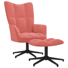 vidaXL rózsaszín bársony pihenőszék lábtartóval bútor