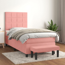 vidaXL rózsaszín bársony rugós ágy matraccal 100 x 200 cm ágy és ágykellék
