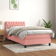 vidaXL rózsaszín bársony rugós ágy matraccal 100 x 200 cm ágy és ágykellék