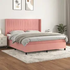 vidaXL rózsaszín bársony rugós ágy matraccal 120 x 200 cm ágy és ágykellék