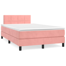 vidaXL rózsaszín bársony rugós ágy matraccal 120 x 200 cm (3141298) ágy és ágykellék