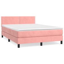 vidaXL rózsaszín bársony rugós ágy matraccal 140x190 cm (3141244) ágy és ágykellék