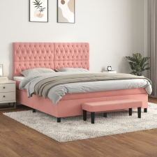 vidaXL rózsaszín bársony rugós ágy matraccal 180x200 cm ágy és ágykellék