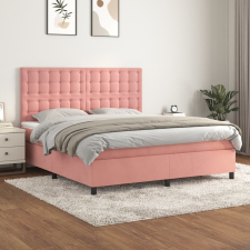 vidaXL rózsaszín bársony rugós ágy matraccal 180x200 cm ágy és ágykellék
