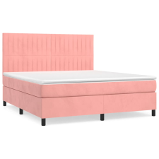 vidaXL rózsaszín bársony rugós ágy matraccal 180x200 cm (3143162) ágy és ágykellék