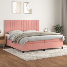 vidaXL Rózsaszín bársony rugós ágy matraccal 200x200 cm ágy és ágykellék