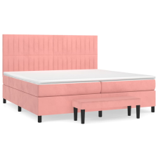 vidaXL rózsaszín bársony rugós ágy matraccal 200x200 cm (3137988) ágy és ágykellék
