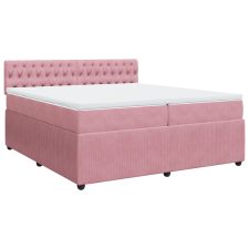 vidaXL rózsaszín bársony rugós ágy matraccal 200x200 cm (3287841) ágy és ágykellék