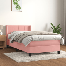 vidaXL rózsaszín bársony rugós ágy matraccal 90 x 200 cm ágy és ágykellék