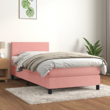 vidaXL rózsaszín bársony rugós ágy matraccal 90 x 200 cm ágy és ágykellék